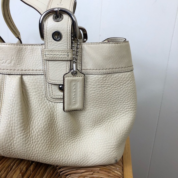 Coach Ivory Pebbled Pleated Leather Shopper Tote - Picture 4 of 11